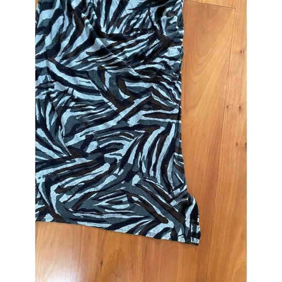 Tracy Reese Dress Grey Animal Print Mid Length Small Black V-Neck Brown Sheath - Picture 5 of 11